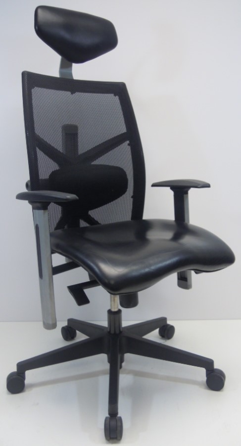 Bureaustoel All-Tec 100 zwart leder met hoofdsteun