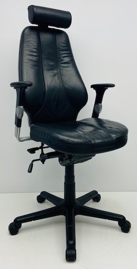 Bureaustoel RH Logic 4 zwart leder met hoofdsteun