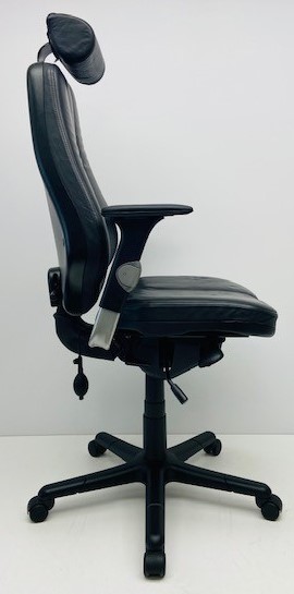 Bureaustoel RH Logic 4 zwart leder met hoofdsteun